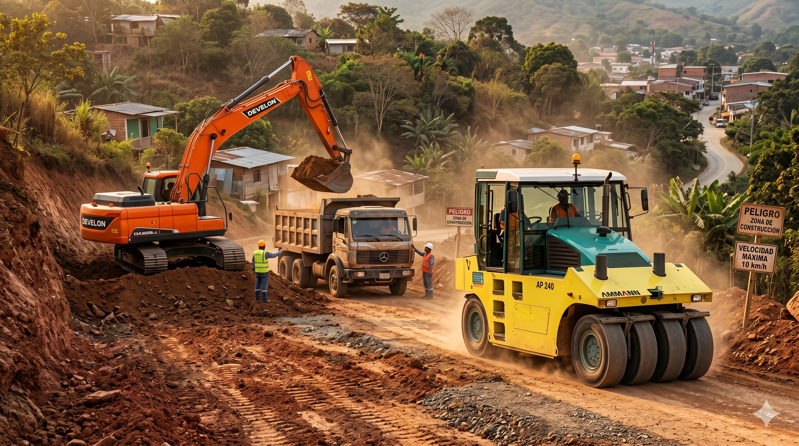 Ammann y Develon trabajando en un terreno en Perú